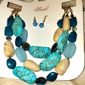 Synthetic Turquoise Stone Jewelry Set